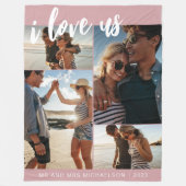 私は私たちを愛するスクリプトフォトピンクと白 フリースブランケット (正面)