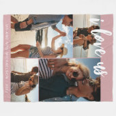 私は私たちを愛するスクリプトフォトピンクと白 フリースブランケット (正面(横))