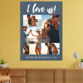 私は私たちを愛するスクリプトフォトブルーと白 キャンバスプリント (インサイチュ (リビング))