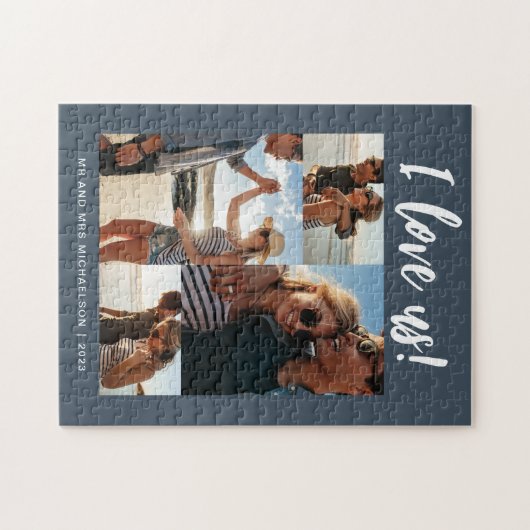 私は私たちを愛するスクリプトフォトブルーと白 ジグソーパズル (横)