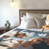 私は私たちを愛するスクリプトフォトブルーと白 フリースブランケット