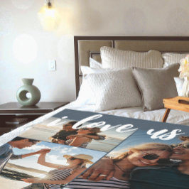 私は私たちを愛するスクリプトフォトブルーと白 フリースブランケット