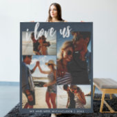 私は私たちを愛するスクリプトフォトブルーと白 フリースブランケット