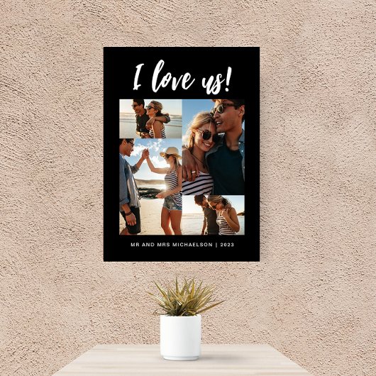 私は私たちを愛するスクリプトフォトモノクロ キャンバスプリント