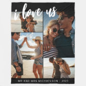 私は私たちを愛するスクリプトフォトモノクロ フリースブランケット (正面)