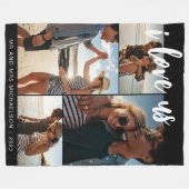 私は私たちを愛するスクリプトフォトモノクロ フリースブランケット (正面(横))