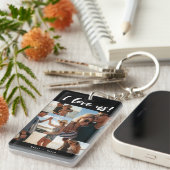 私は私たちを愛するスクリプト名フォトコラージュ黒 キーホルダー (正面右)