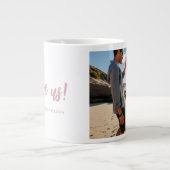 私は私たちを愛するスクリプト1フォトピンク ジャンボコーヒーマグカップ (正面)