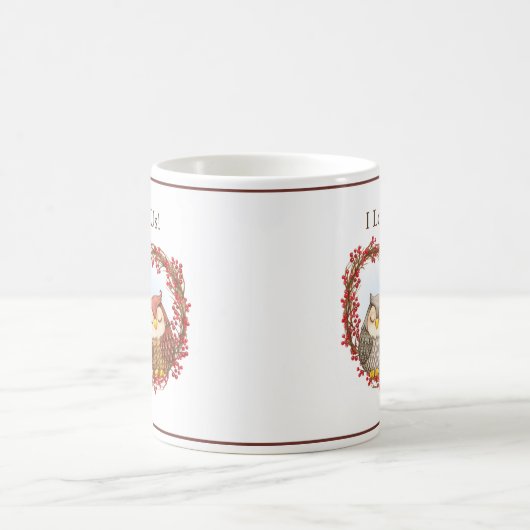 私は私たちを愛するタイポグラフィウッドランドフクロウ コーヒーマグカップ (中央)