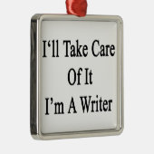 私は私によってが作家であるそれを大事にします メタルオーナメント (右)