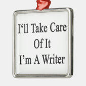 私は私によってが作家であるそれを大事にします メタルオーナメント (左)