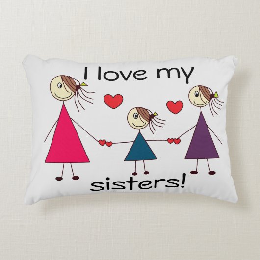 私は私に姉妹のかわいい姉妹の引を愛します アクセントクッション (正面)