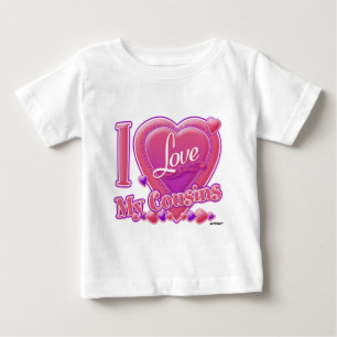 私は私のいとこピンク/紫が大好き – ハート ベビーTシャツ