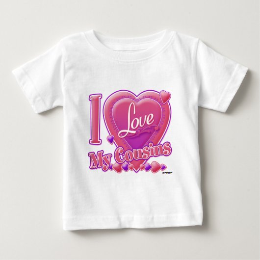 私は私のいとこピンク/紫が大好き – ハート ベビーTシャツ (正面)