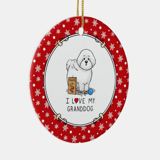 私は私のおじいちゃんバイコンフリースドッグ祖母が大好き セラミックオーナメント (右)