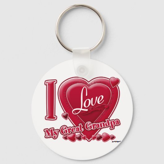 私は私のおじいちゃん素晴らし赤を愛する – ハート キーホルダー (正面)