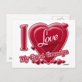 私は私のおじいちゃん素晴らし赤を愛する – ハート ポストカード (正面/裏面)
