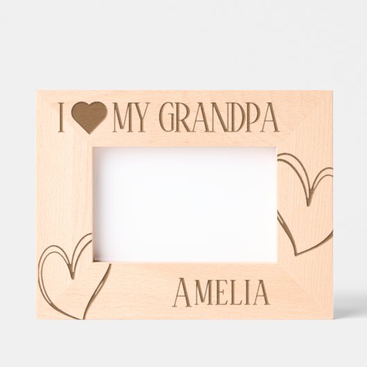 私は私のおじいちゃん誕生日写真フレームが大好き レーザー彫刻フレーム (正面)