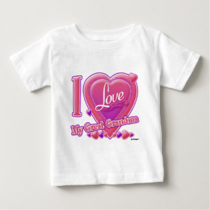 私は私のおばあちゃん素晴らしピンク/紫が大好き – ハート ベビーTシャツ