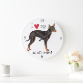 私は私のおもちゃのマンチェスターテリアを愛します ラージ壁時計 (ホーム)