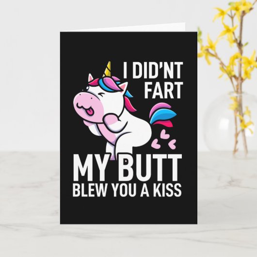私は私のお尻のユニコーン吹ギフトを楽しんでおもしろいいなかった カード (黄色い花)