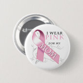 私は私のお母さんのためのピンクを身に着けています 缶バッジ (正面&裏面)