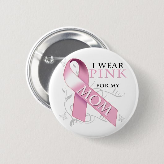 私は私のお母さんのためのピンクを身に着けています 缶バッジ (正面&裏面)