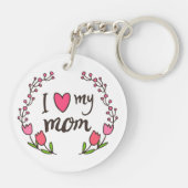 私は私のお母さんの幸せな母の日Keychainを愛します キーホルダー (裏面)
