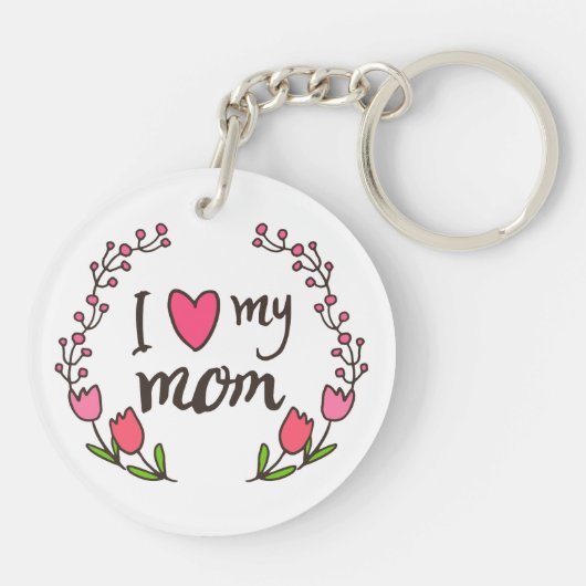 私は私のお母さんの幸せな母の日Keychainを愛します キーホルダー (裏面)