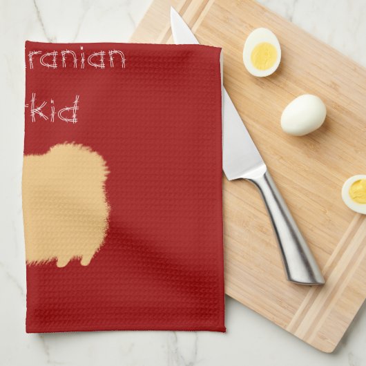 私は私のかわいこちゃん熱狂するおもしろいを愛して…ポメラニア犬 キッチンタオル (四つ折り)