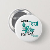 私は私のためのティール(緑がかった色)を45卵巣癌身に着けています 缶バッジ (正面&裏面)
