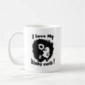 私は私のねじれたカーリーヘアーを愛します コーヒーマグカップ (左)