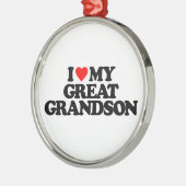 私は私のひ孫を愛します メタルオーナメント (左)