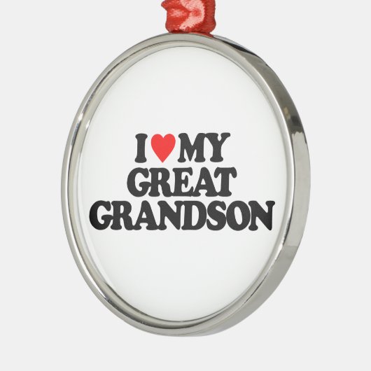 私は私のひ孫を愛します メタルオーナメント (左)