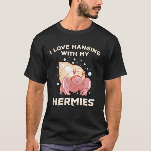 私は私のぶら下がったHermiesのHermitカニの所有者Lと愛する Tシャツ (正面)