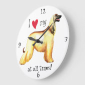 私は私のアフガンハウンドを愛します ラージ壁時計 (傾斜)