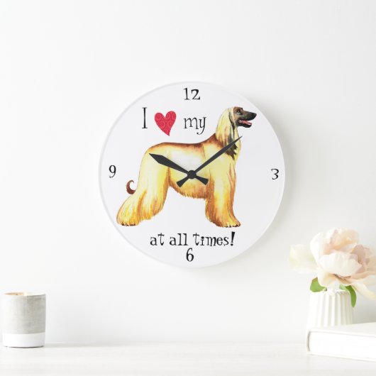 私は私のアフガンハウンドを愛します ラージ壁時計 (ホーム)