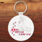 私は私のアメリカのエスキモー犬が大好き！ キーホルダー (正面)