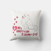 私は私のアメリカのエスキモー犬が大好き！ クッション (裏面)