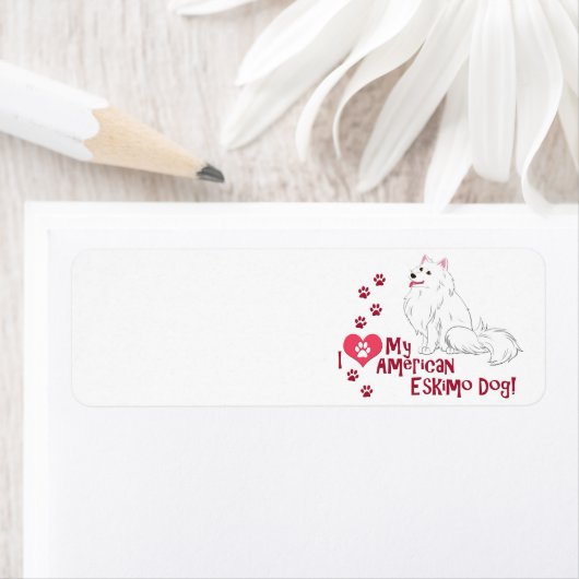 私は私のアメリカのエスキモー犬が大好き！ ラベル (インサイチュ)