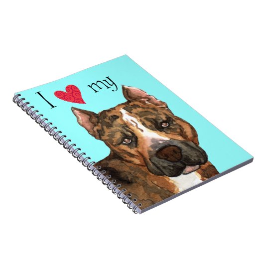 私は私のアメリカの(犬)スタッフォードテリアが大好き ノートブック (右側)
