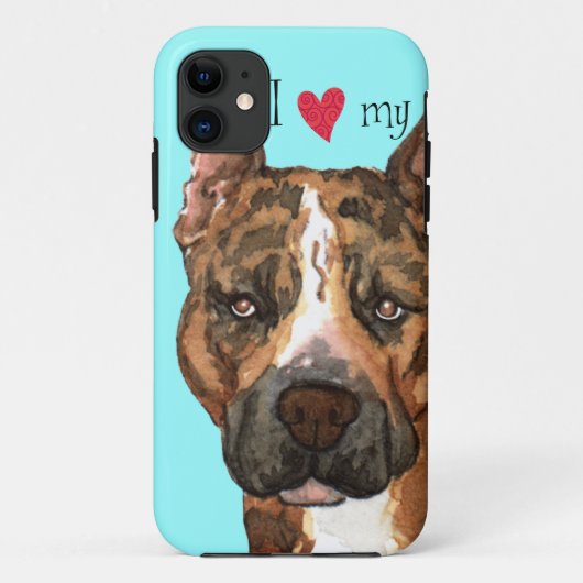 私は私のアメリカの(犬)スタッフォードテリアが大好き Case-Mate iPhoneケース (裏面)