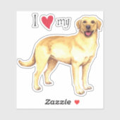 私は私のイエロー・ラブラドール・レトリーバービニールのステッカーが大好き シール (シート)