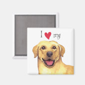 私は私のイエロー・ラブラドール・レトリーバー マグネット (正面/裏面)