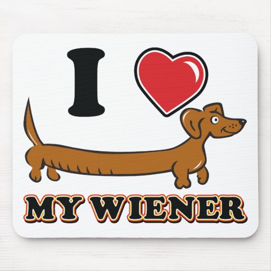 私は私のウィーナーが大好き – Dachshund マウスパッド (正面)