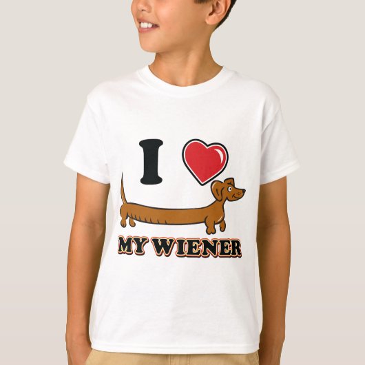 私は私のウィーナーが大好き – Dachshund Tシャツ (正面)