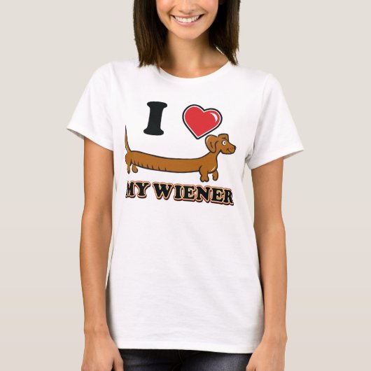 私は私のウィーナーが大好き – Dachshund Tシャツ (正面)
