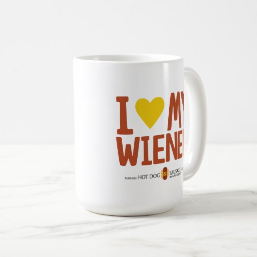 私は私のウインナーを愛します コーヒーマグカップ (正面右)
