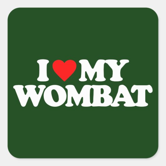 私は私のウォンバットが大好き スクエアシール (正面)