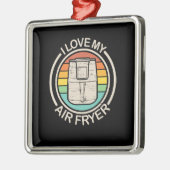 私は私のエアフライヤーギフトクール料理愛好家のギフトが大好き メタルオーナメント (左)